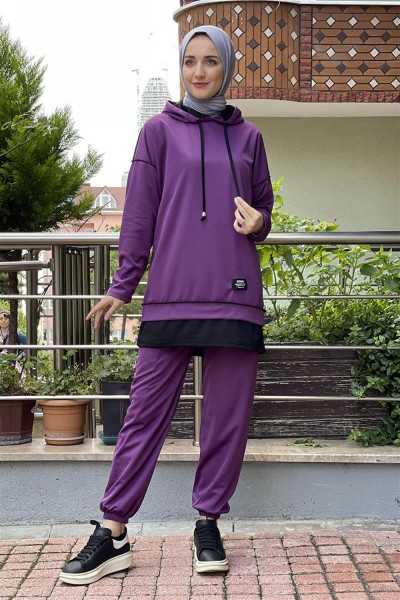 İkili Tesettür Takım MOR - Thumbnail