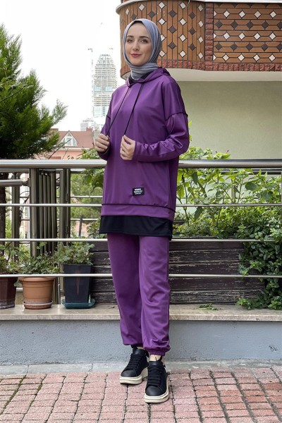 İkili Tesettür Takım MOR - Thumbnail