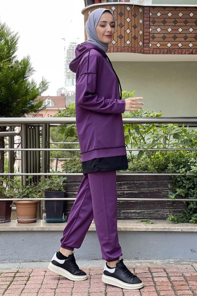 İkili Tesettür Takım MOR - Thumbnail