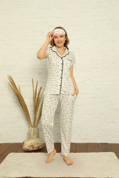 Moda Çizgi Kadın Penye Pijama - Thumbnail