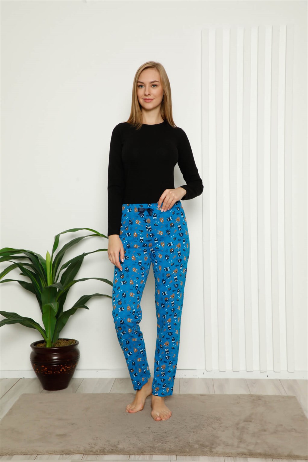 Moda Çizgi Kadın Alt Pijama - XL | Saks