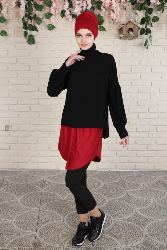 Concealing Skirt,ETK-1 Claret Red - 1