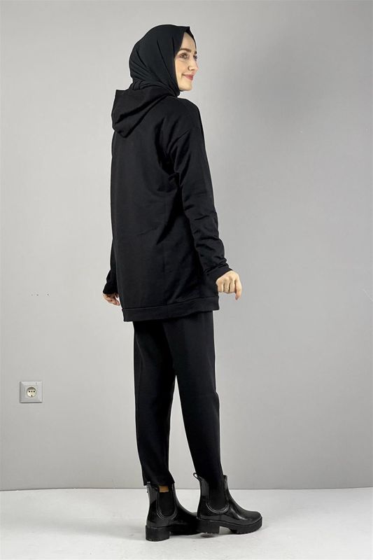 Kapişonlu İki İplik Sweat Siyah - 5