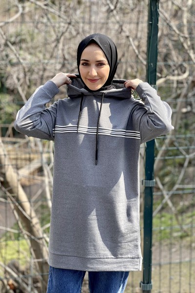 Moda Çizgi - Moda Çizgi Desenli Tunik