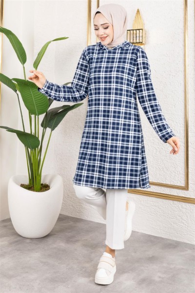 MYS - Kapşonlu Kışlık Spor Tunik LACİVERT