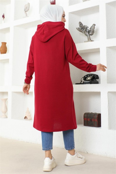 Kapüşonlu Spor Tunik BORDO - Thumbnail