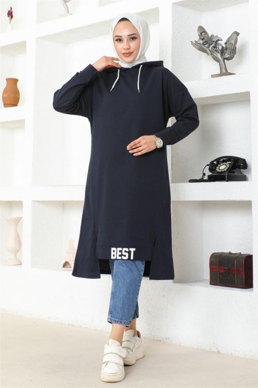 Kapüşonlu Spor Tunik LACİVERT - 1
