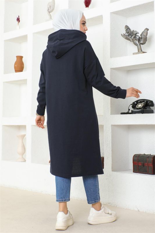 Kapüşonlu Spor Tunik LACİVERT - 2