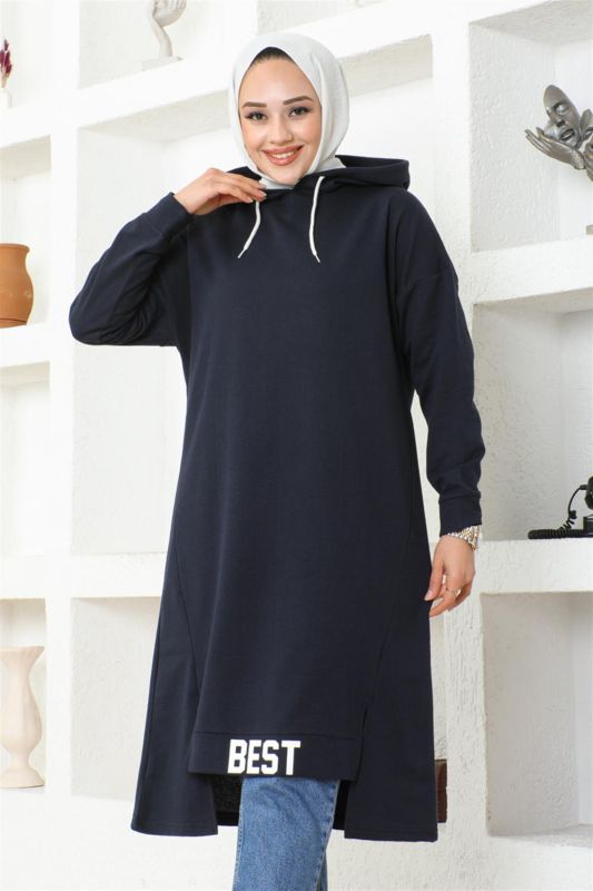 Kapüşonlu Spor Tunik LACİVERT - 4
