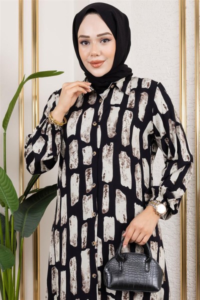 Kareli Viskon Tunik VİZON - Thumbnail