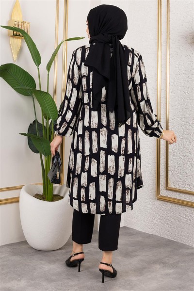 Kareli Viskon Tunik VİZON - Thumbnail