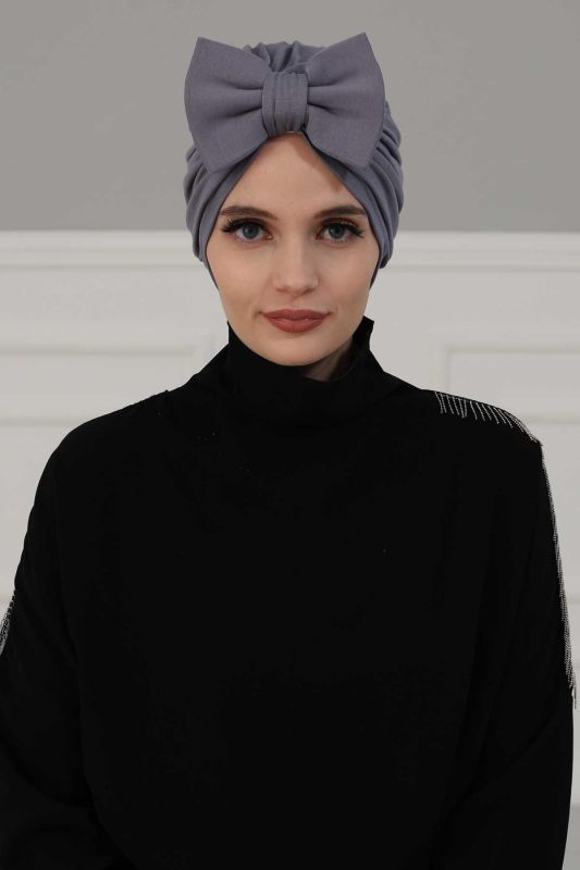 Kelebek Combed Cotton Bonnet,B-27 Gray - 1