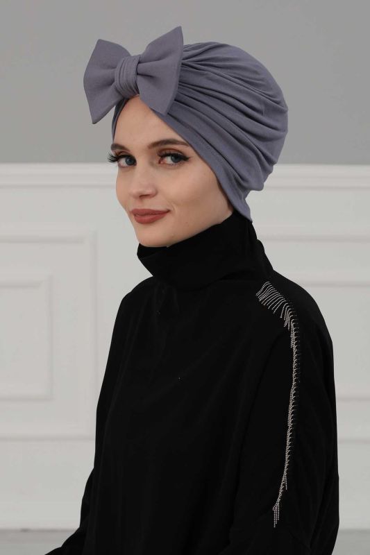 Kelebek Combed Cotton Bonnet,B-27 Gray - 2