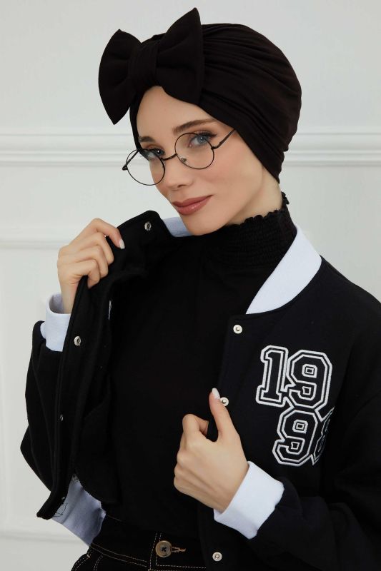 Kelebek Combed Cotton Bonnet,B-27 Black - 1