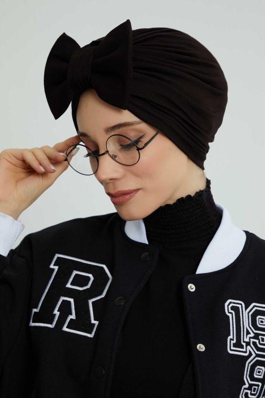Kelebek Combed Cotton Bonnet,B-27 Black - 2