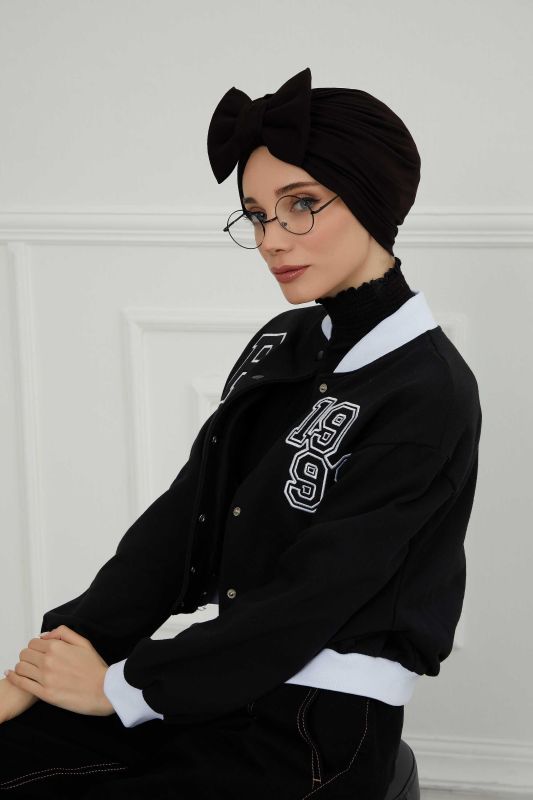 Kelebek Combed Cotton Bonnet,B-27 Black - 3