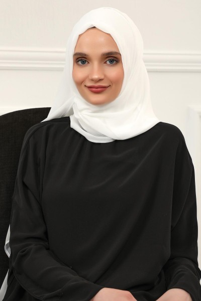 Classic Design Practical Chiffon Shawl,PS-11 Cream - Thumbnail