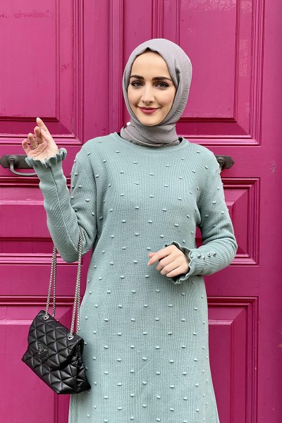 Moda Çizgi Triko Tunik - Thumbnail