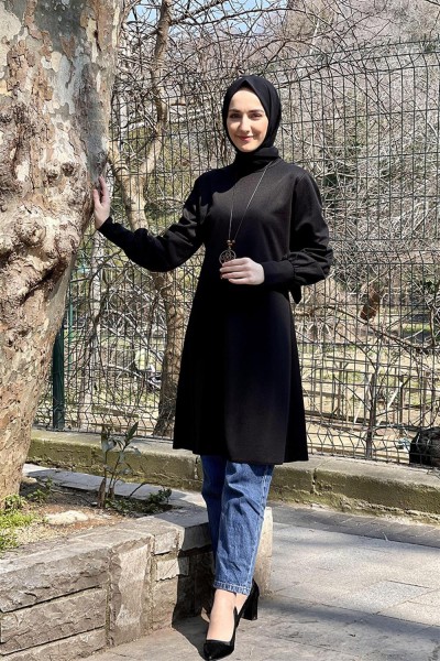 BGM - Kolları Manşetli Tunik SİYAH