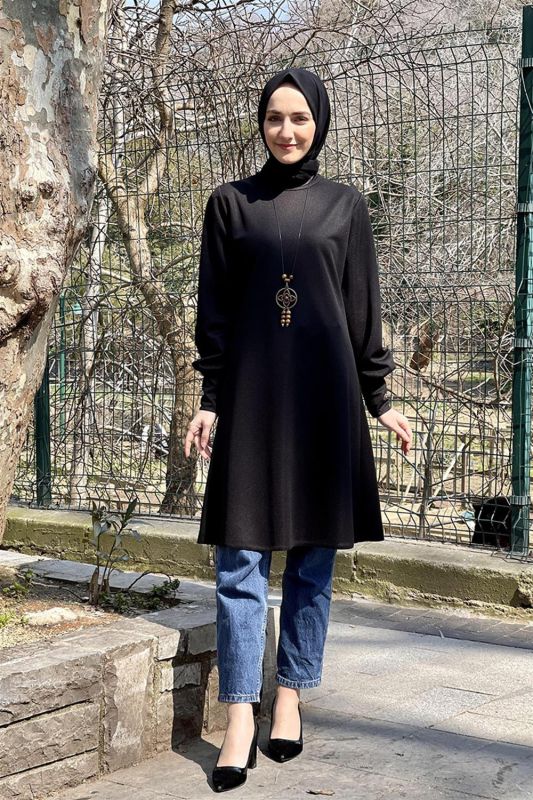 Kolları Manşetli Tunik SİYAH - 2