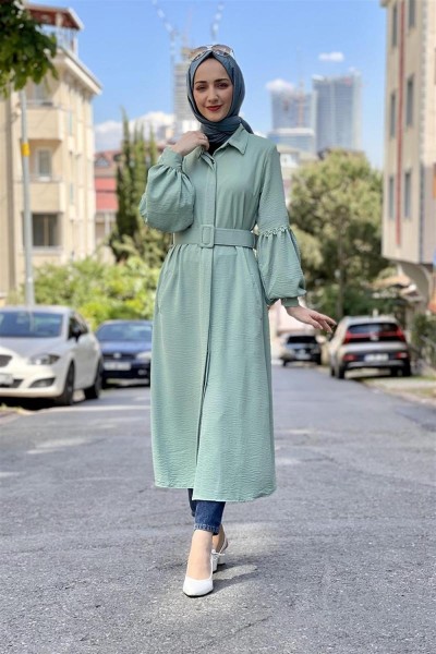 KLC - Kolları Nakışlı Aerobin Elbise ÇAĞLA YEŞİLİ