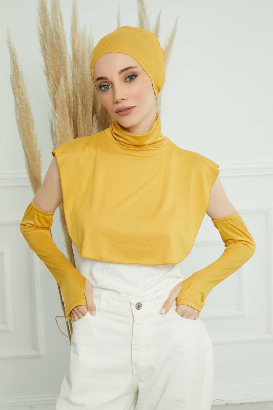 Arm Cuff, Neck Collar and Bonnet Set, KPT-3 Mustard Yellow - 3