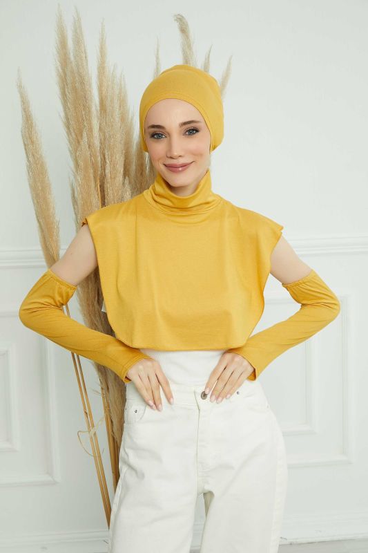 Arm Cuff, Neck Collar and Bonnet Set, KPT-3 Mustard Yellow - 6
