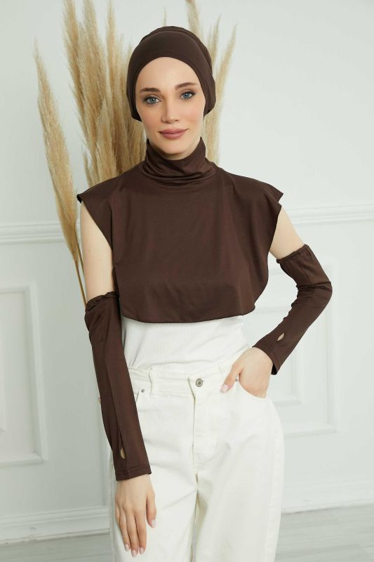 Armband, Neck Collar and Bonnet Set, KPT-3 Brown - 2
