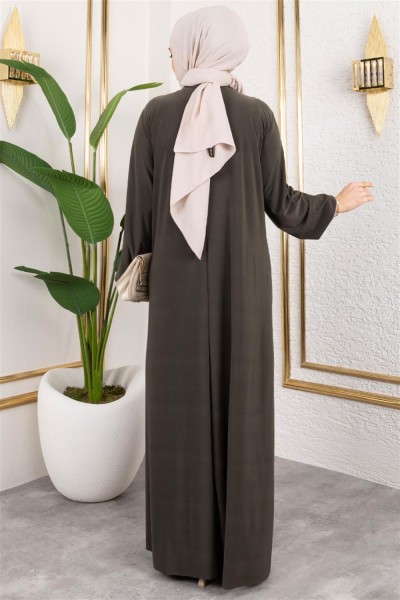 Kolyeli Sandy Elbise HAKİ - Thumbnail