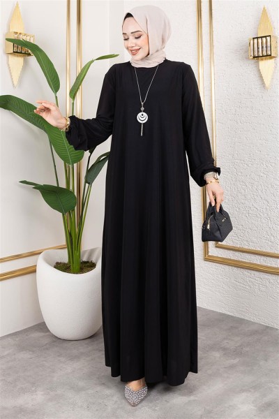 MG - Kolyeli Sandy Elbise SİYAH