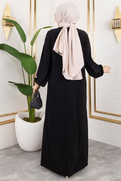 Kolyeli Sandy Elbise SİYAH - Thumbnail