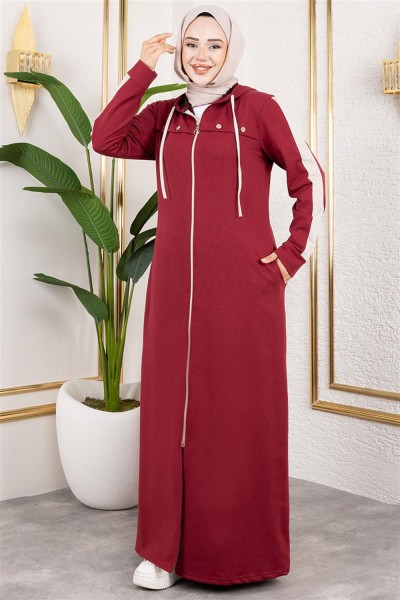 MG - Kuş Gözü Şerit Detay Spor Ferace BORDO