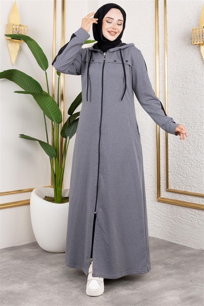 MG - Kuş Gözü Şerit Detay Spor Ferace GRİ