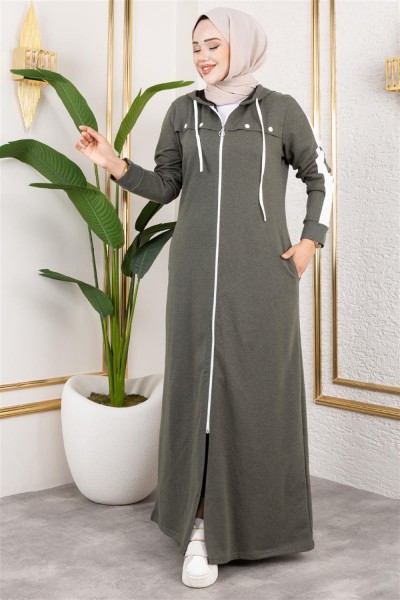 MG - Kuş Gözü Şerit Detay Spor Ferace HAKİ