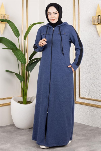 MG - Kuş Gözü Şerit Detay Spor Ferace İNDİGO