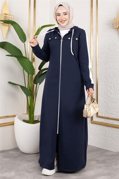 MG - Kuş Gözü Şerit Detay Spor Ferace LACİVERT