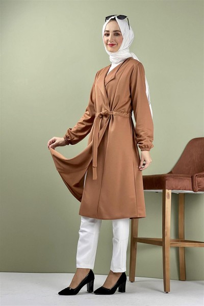 Kuşak Detaylı Kimono TABA - Thumbnail