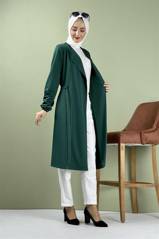 Kuşak Detaylı Kimono ZÜMRÜT YEŞİLİ - 1