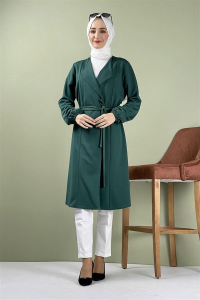 Kuşak Detaylı Kimono ZÜMRÜT YEŞİLİ - Thumbnail