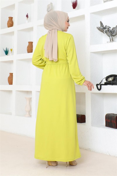 Kuşak Detaylı Tesettür Elbise ASİT - Thumbnail