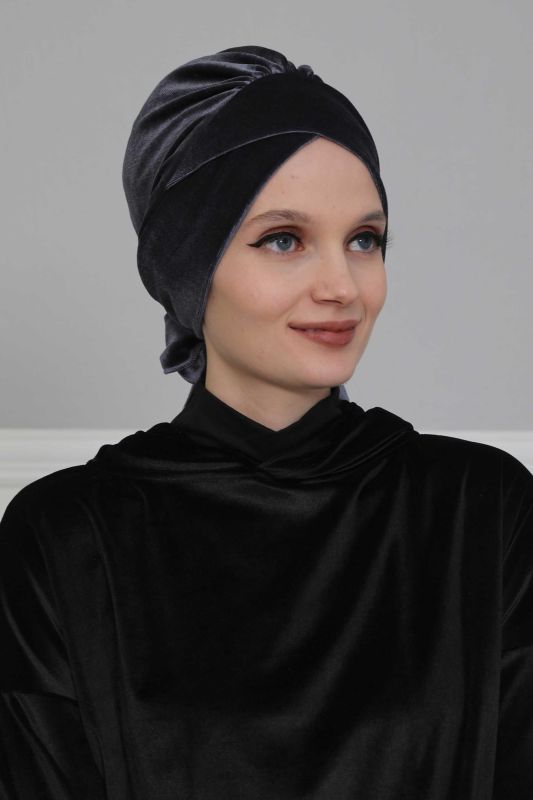Kuşaklı Kadife Bone,B-31K Antrasit - 3