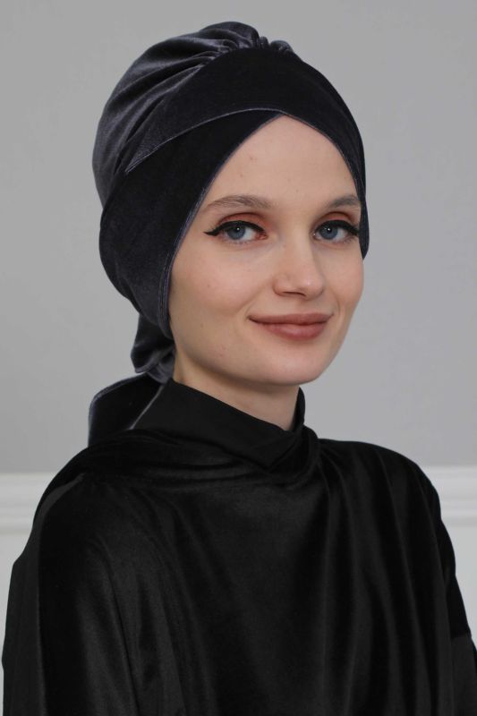 Kuşaklı Kadife Bone,B-31K Antrasit - 6