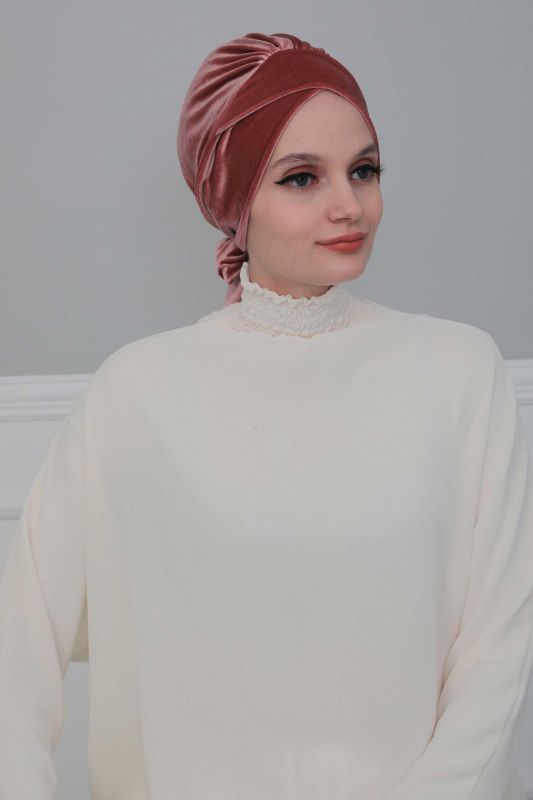 Belted Velvet Bonnet, B-31K Dusty Rose - 1