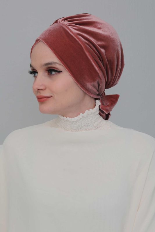 Belted Velvet Bonnet, B-31K Dusty Rose - 2