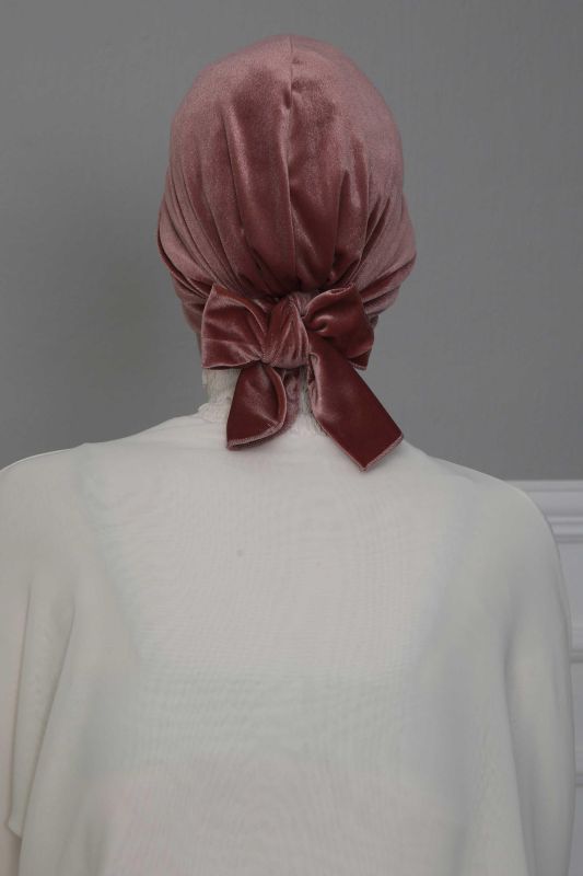 Belted Velvet Bonnet, B-31K Dusty Rose - 3