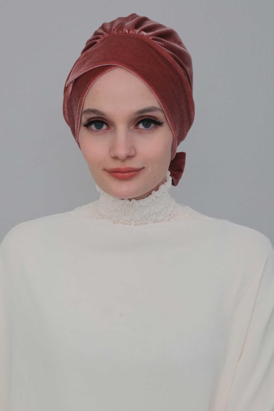 Belted Velvet Bonnet, B-31K Dusty Rose - 4
