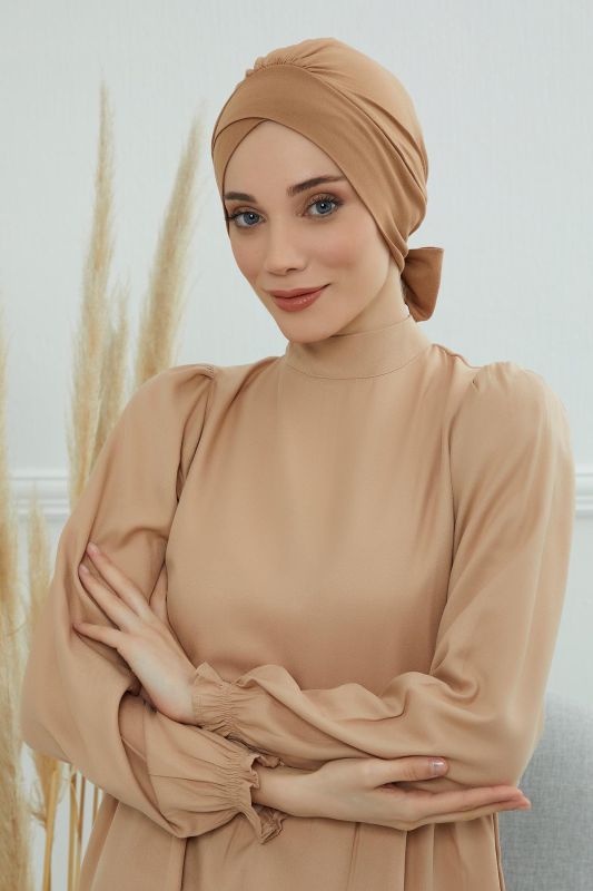 Kuşaklı Penye Bone,B-31 Açık Kahverengi - 1