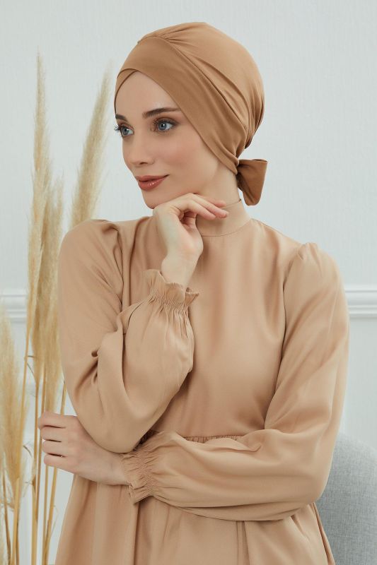 Kuşaklı Penye Bone,B-31 Açık Kahverengi - 4
