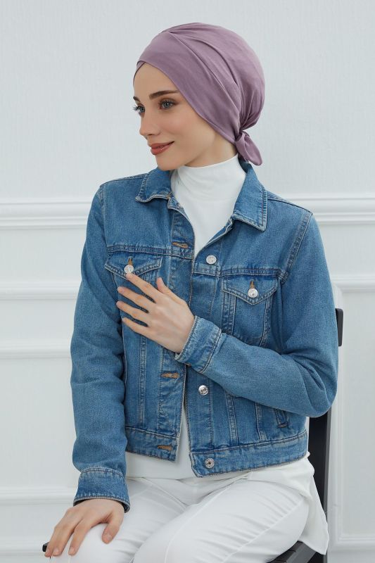 Kuşaklı Penye Bone,B-31 Lila - 2