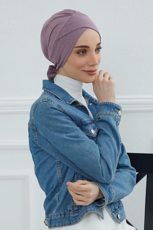 Kuşaklı Penye Bone,B-31 Lila - 4